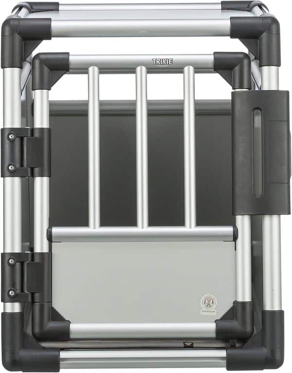 TRIXIE Caisse de transport pour chiens, aluminium, S : 48 × 57 × 64 cm, gris clair/argent, extra stable, sûre, silencieuse, avec tapis de couchage antidérapant, avec bande Velcro au fond - 39340