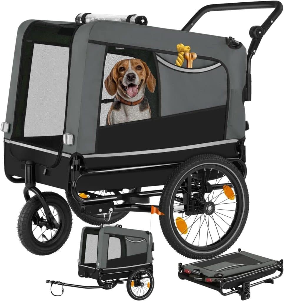 Test : remorque vélo chien 3 en 1 tectake pliable 40 kg - gris