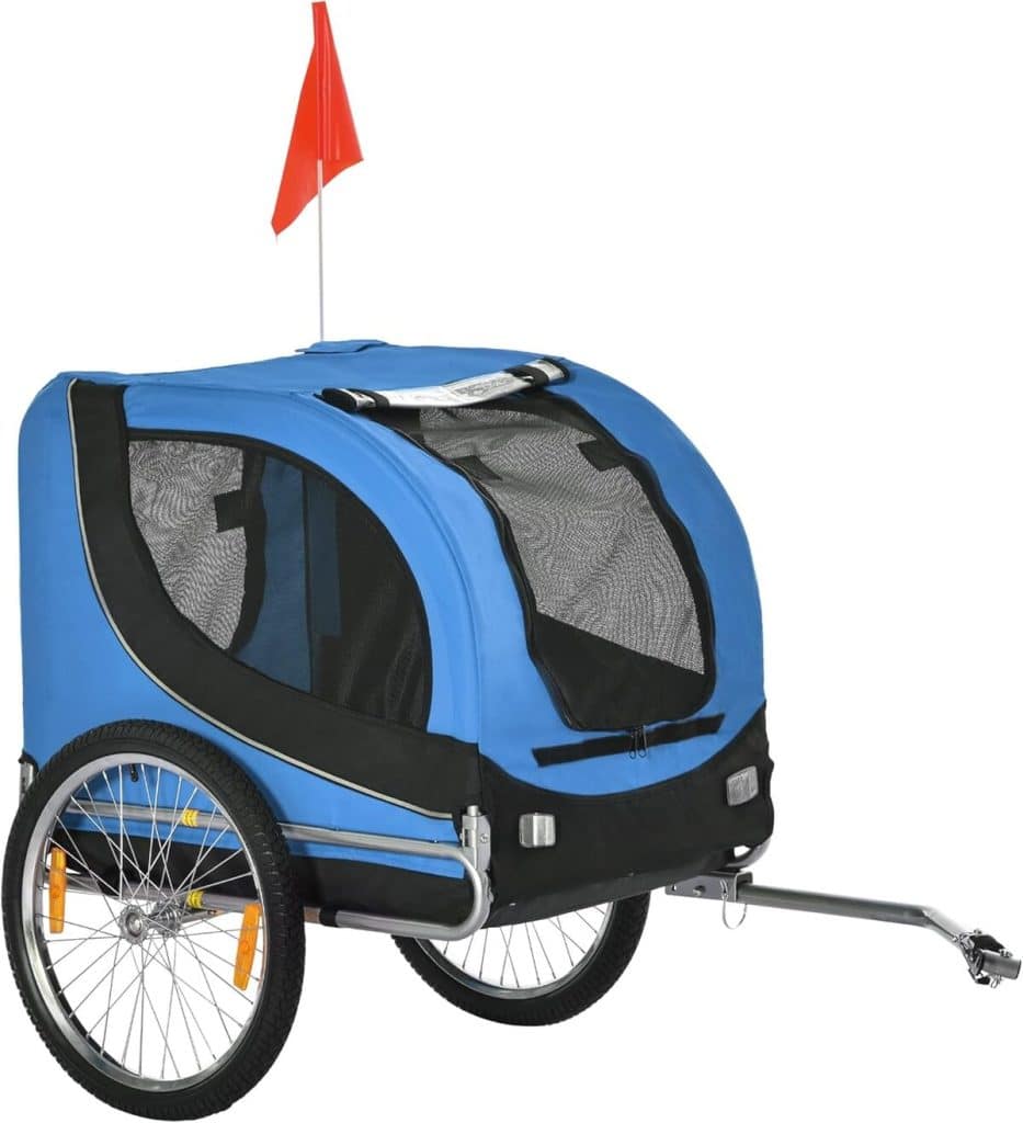 Test : remorque vélo PawHut pour chien avec réflecteurs