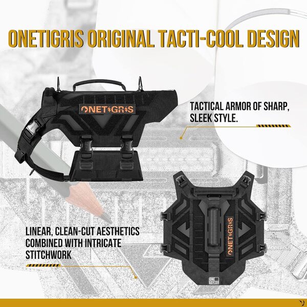 OneTigris X Armor Harnais Tactique pour Chien, Harnais avec Boucles entièrement métalliques et Anneaux en D, Harnais de Poitrine découpés au Laser de Haute précision avec Gilets