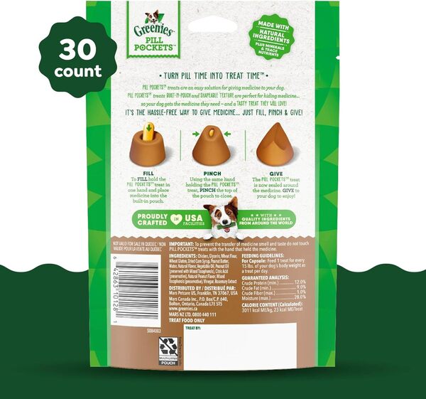 Greenies Lot de 30 friandises Naturelles Douces pour Chiens avec véritable Beurre d'arachide, 224 g