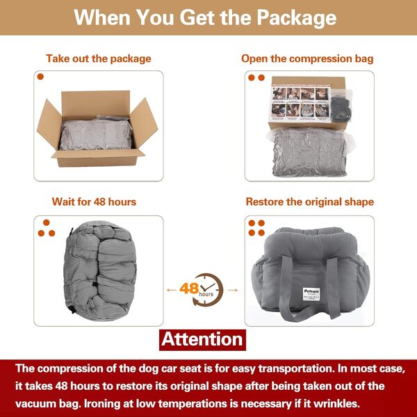 Siège auto pour chiens de petite taille, siège auto portable pour chiot et chiot facile à installer, sac de transport tendance avec grandes poches, lavable en machine (rose rouge)