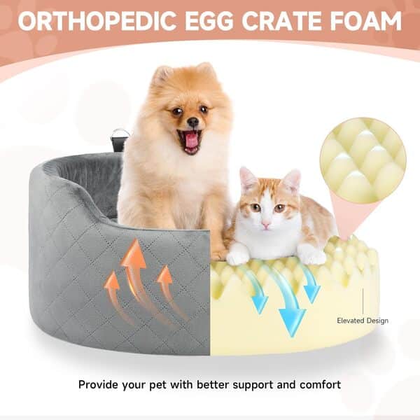 Siège Auto pour Chien de Petite et Moyenne Taille, Rehausseur pour Chien avec Laisse de Sécurité à Clipser et Rembourrage en Mousse à Mémoire de Forme, Lit de Voyage pour Chien pour Siège