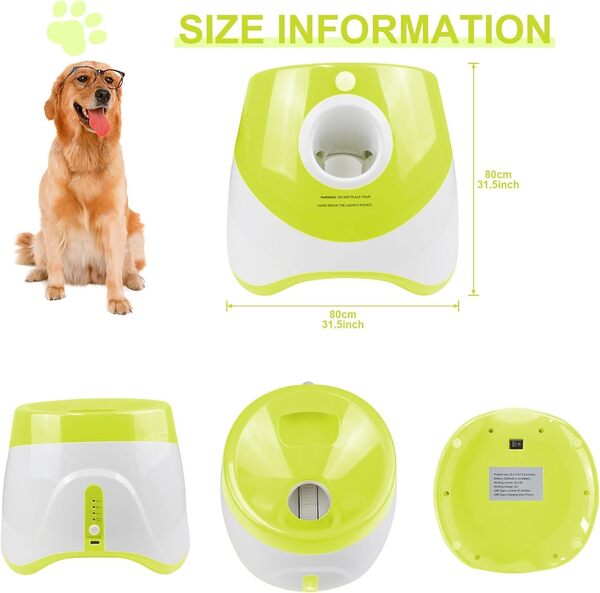 Lanceur automatique de balles pour chien, lanceur de balles pour chiot avec distance de lancement de 3 à 9 m, jouets interactifs pour petits chiens d'intérieur et d'extérieur, y compris 12 mini balles