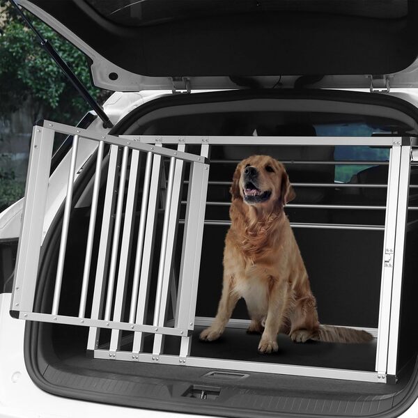 EUGAD Caisse Transport pour Chiens Grand, Cage de Transport pour Chien en Aluminium,Caisse de Transport pour Animaux avec Fermeture de Sécurité, Stable CageTransport Chiens Grande- 92x65x66cm