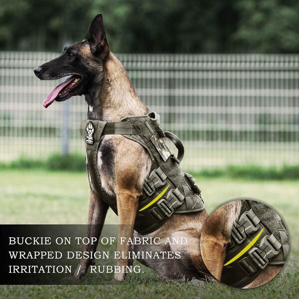 PETAC GEAR Harnais tactique pour chien K9 - Gilet de dressage réglable rembourré pour chien de police - Gilet MOLLE pour chiens de grande et moyenne taille - Pour homme et homme