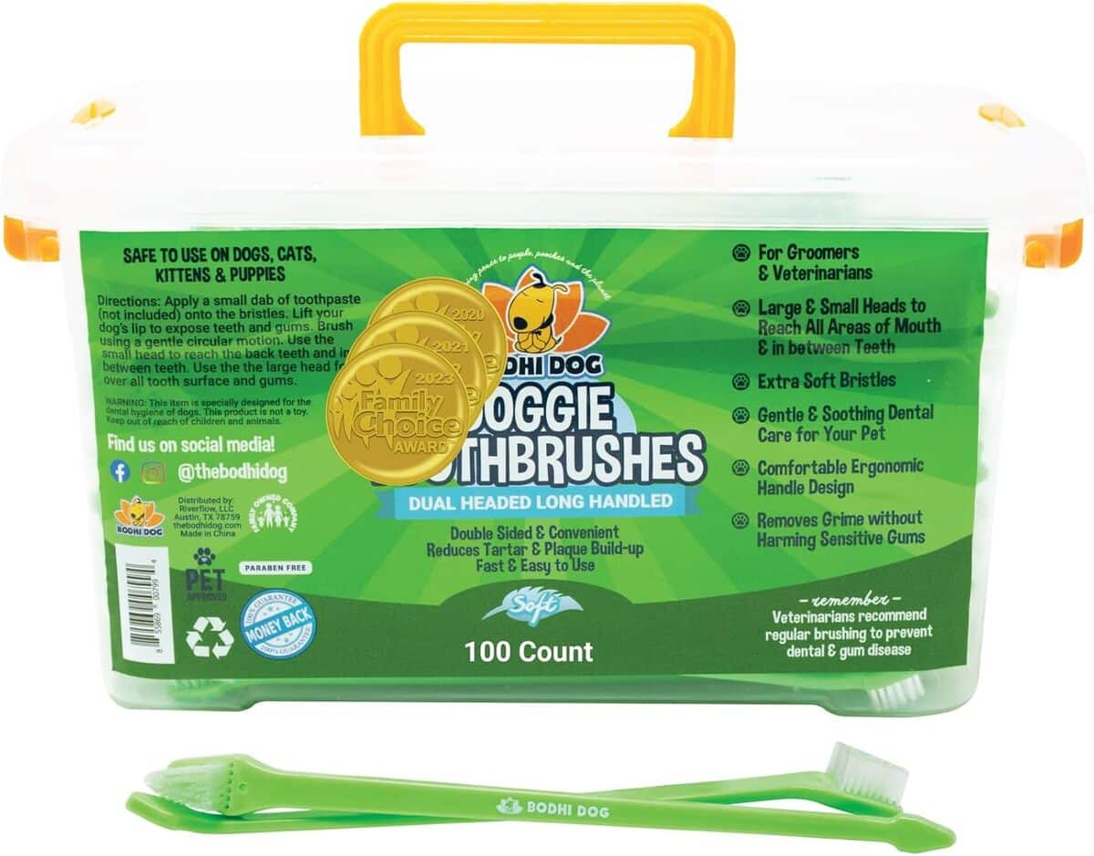 Test de la brosse à dents double extrémité pour animaux de compagnie