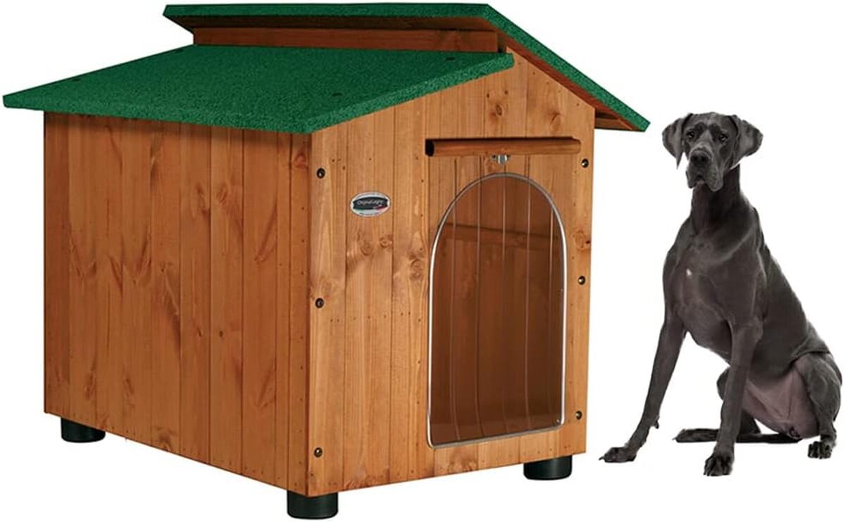 Test de la niche en bois Alpi pour chiens modèle E : espace robuste pour Grand Danois