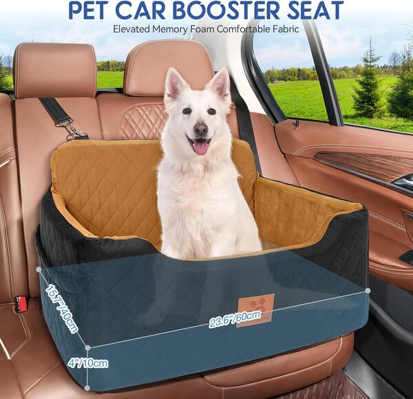 Siège auto pour chiens de taille moyenne/grande - Siège rehausseur pour chien de moins de 22,7 kg ou 2 petits chiens - Siège de voiture amovible et lavable - Lit de voyage multifonction