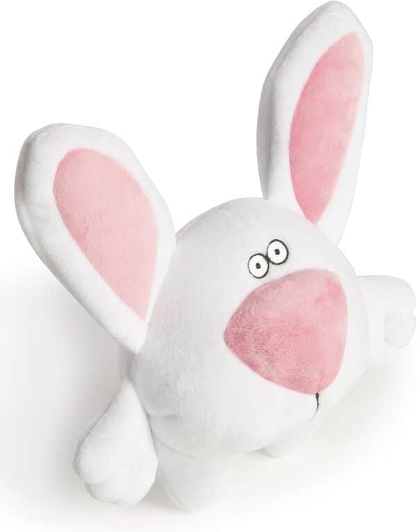 goDog Animaux avec Technologie de Mastication pour Chien en Peluche Durable avec couineur, Grand Lapin au Nez