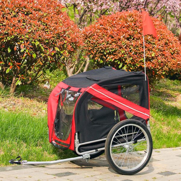 Wiltec Remorque de vélo pour Chien, 2200 x 700 x 780 mm, capacité 40 kg, Poussette à attelage Embrayage Rotatif de sécurité, Moustiquaire, Tissu Anti-Pluie