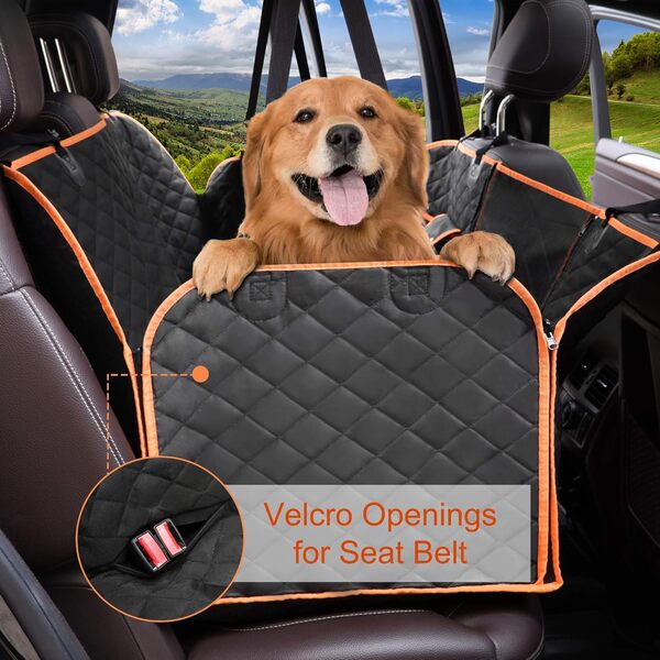 Femuar Housse de siège de voiture pour chien - Imperméable - Antidérapante - Avec poches de rangement - Fenêtre visuelle en maille - Résistante aux rayures - Pour voitures, camions et SUV