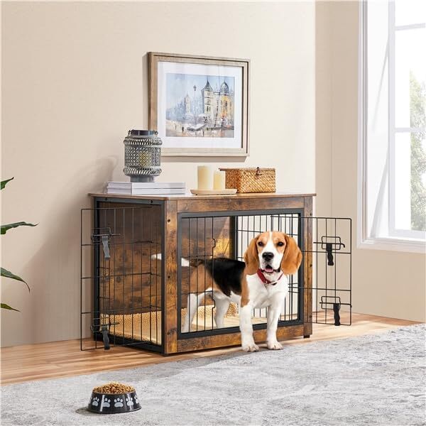 Yaheetech Cage pour Chien Intérieur Cage pour Animaux Maison pour Chien Niche en Bois pour Animaux de Compagnie 80.5×55.5×64 cm