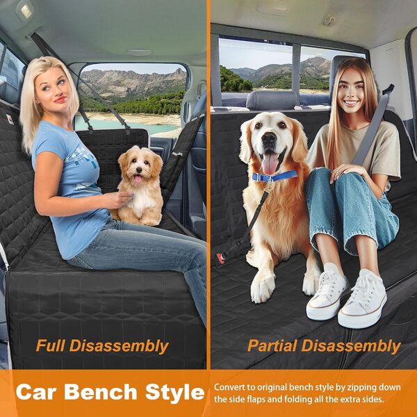 Housse de siège de voiture pour chien pour siège arrière, hamac pour chien, housse de siège imperméable pour camions avec fenêtre en maille, housse de siège arrière pour chiens en voiture
