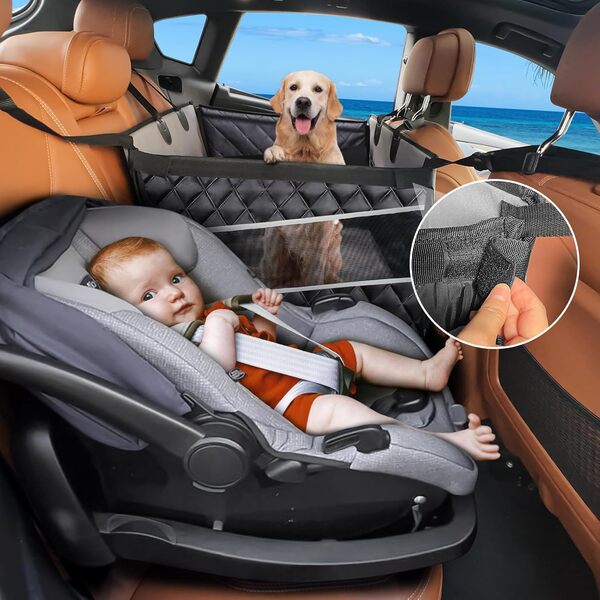 MIXJOY Siège de Voiture pour Chiens de Grande et Moyenne Taille, Extension de siège arrière pour Animaux de Compagnie, siège de Voiture imperméable pour Chien de Taille Moyenne, hamac pour Animal de