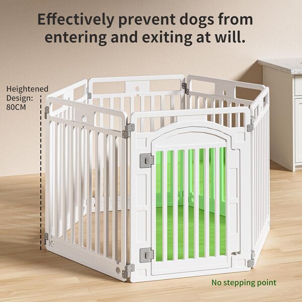 Gupamiga Parc pour Chiot, Enclos pour Chien Interieur et Externe, Parc pour Animaux avec Porte, Solide et Smoth, Installation Simple, Blanc (130x65x80cm)