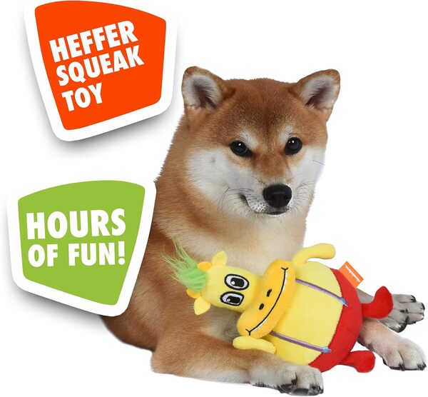 Nickelodeon Rocko's Modern Life Heffer Wolfe Figurine en Peluche pour Chien - 15,6 cm - Jaune Gris et Rouge - Jouet pour Tous Les Chiens - Nickelodeon pour Chiens