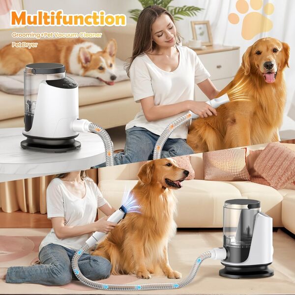 Aspirateur, séchoir et tondeuse pour chiens qui perdent les poils, pot de 3 L pour grands chiens, kit de toilettage 3 en 1 pour chiens à la maison, kits de toilettage pour animaux domestiques avec