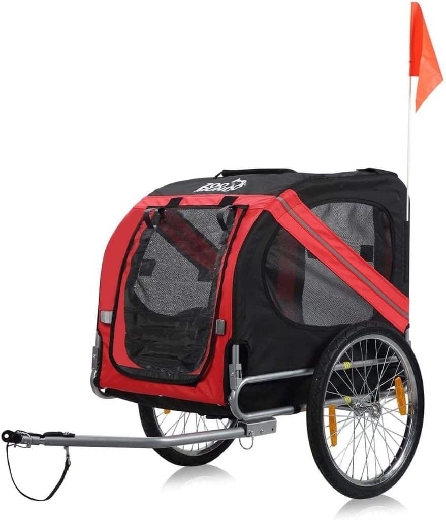Test de la remorque vélo pour chien Zoomundo rouge/noir