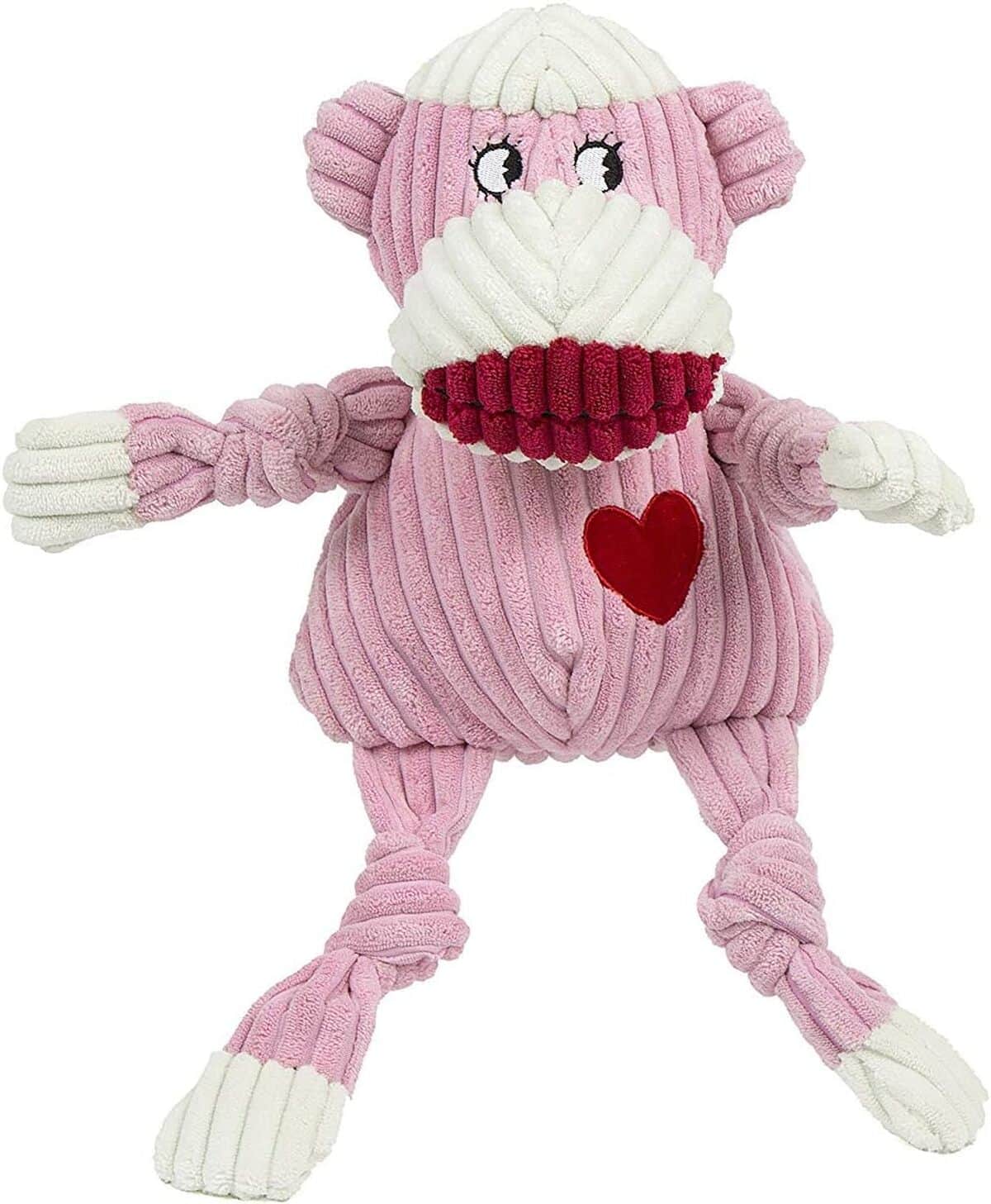 Test du jouet interactif HuggleHounds Knotties : singe rose résistante pour chiens