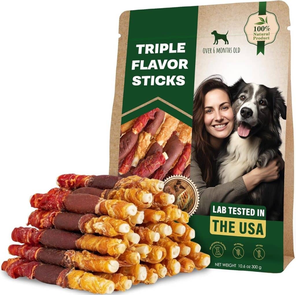 Test : friandises triple saveur en cuir brut pour chien de grande taille