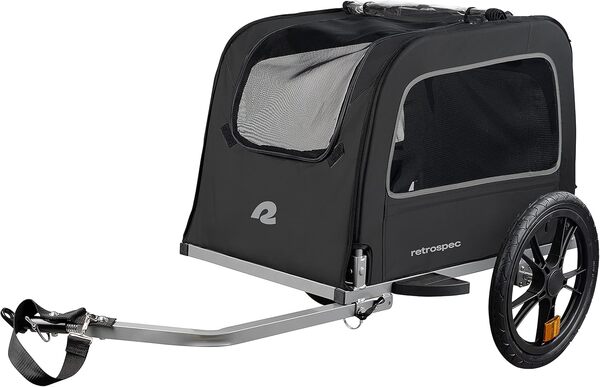 Retrospec Rover Hauler Remorque de vélo pour Animal Domestique – Porte-vélo pour Chiens de Petite et Moyenne Taille – Cadre Pliable avec Roues de 40,6 cm – Sol antidérapant et Laisse intérieure