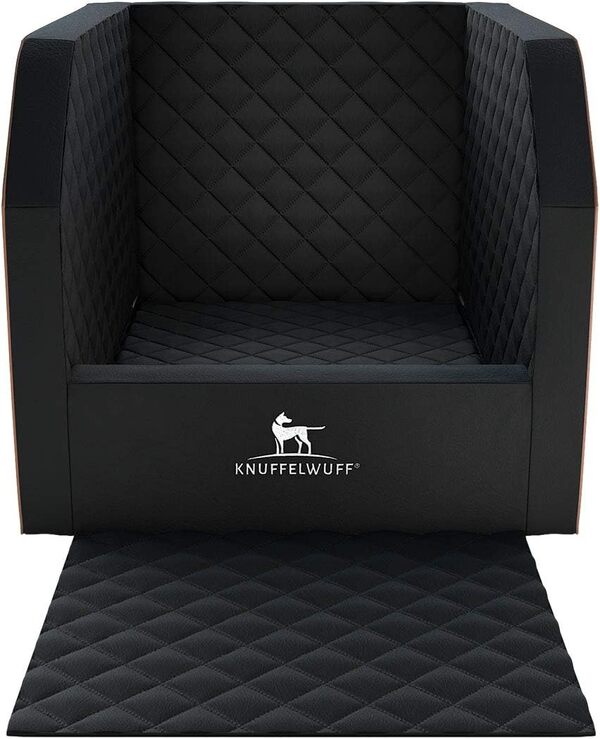 Knuffelwuff Cargo Siège/Caisse/Tapis/Couverture de Protection pour Siège Banquette Arrière Voiture pour Chien Transport avec Parois Protège Contre Saleté/Coups de Griffes/Poils Noir 58 x 105 x 49 cm