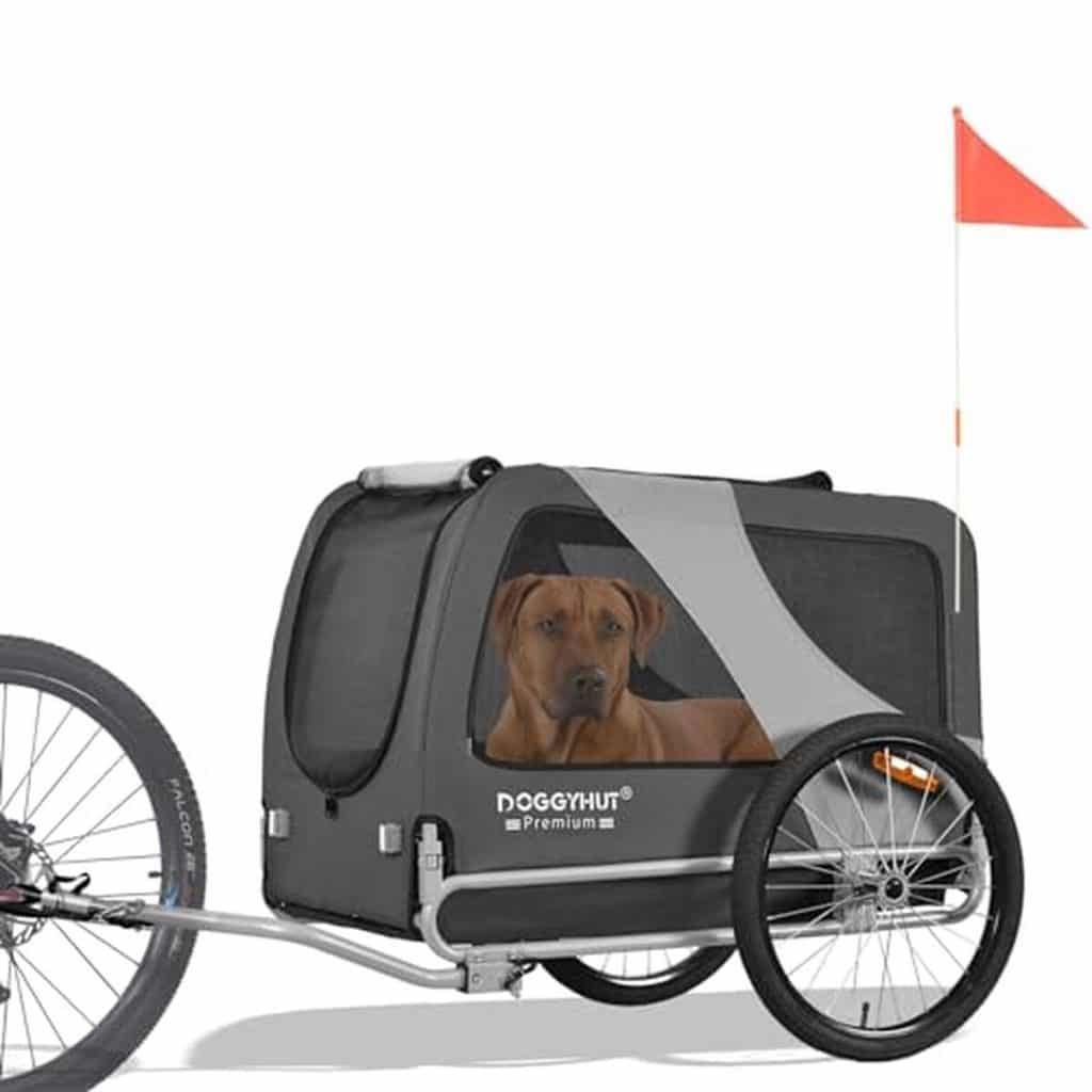 Test de la remorque vélo pour chien Doggyhut Premium XL (gris)