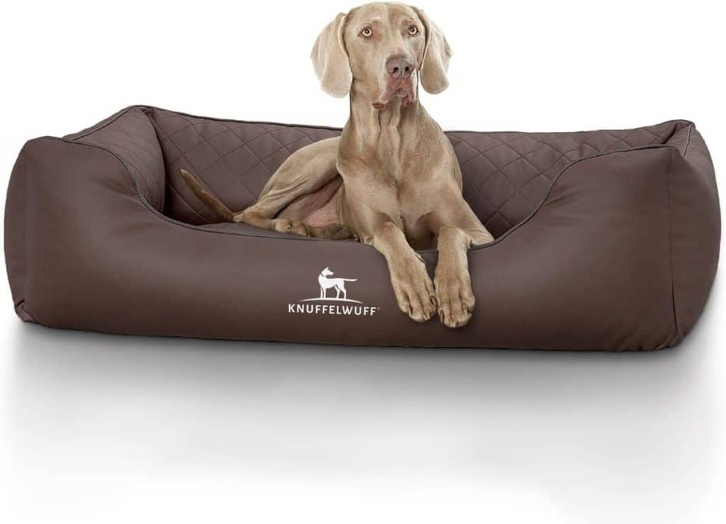 Test du panier orthopédique Knuffelwuff Madison XXXL en similicuir marron