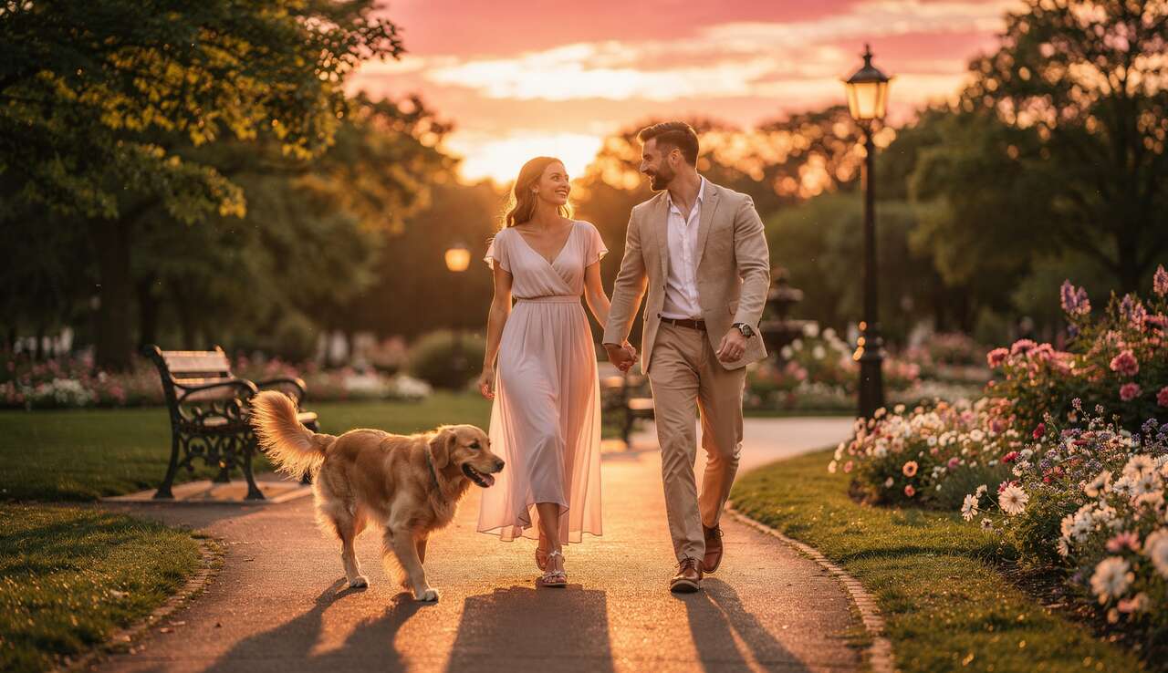 Une promenade romantique avec votre chien